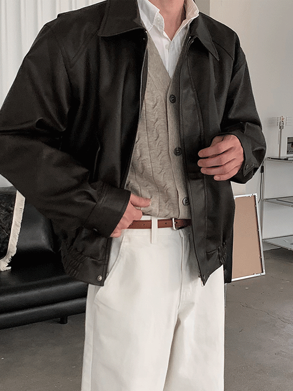 보메로 레더 자켓 (2color)