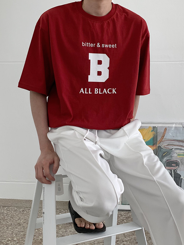 B 레터링 반팔 티셔츠 (4color)