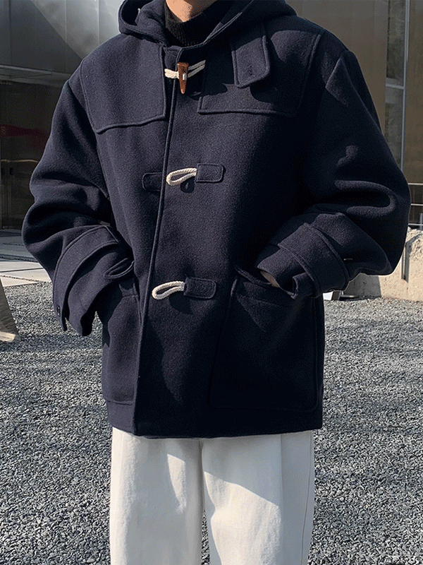 라떼 더플 후드 숏 코트 (3color)