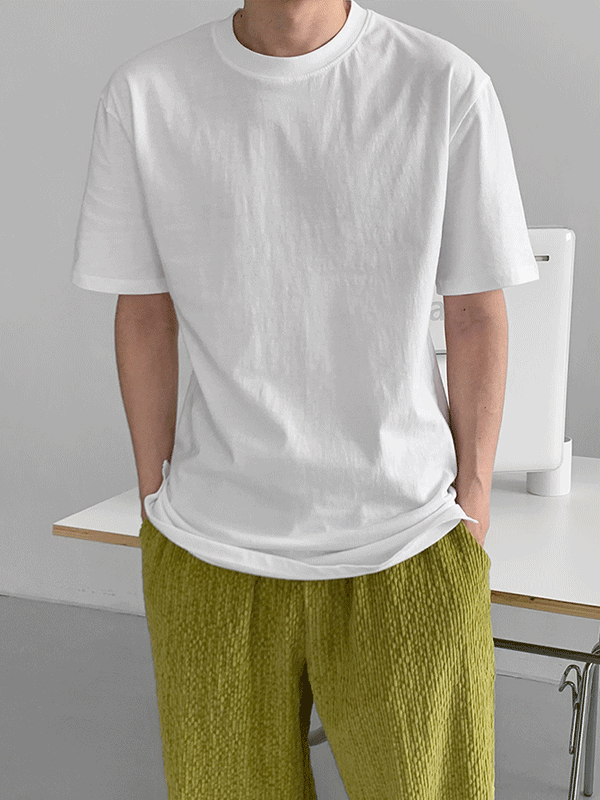 레이어드 트임 반팔 티셔츠 (2color)